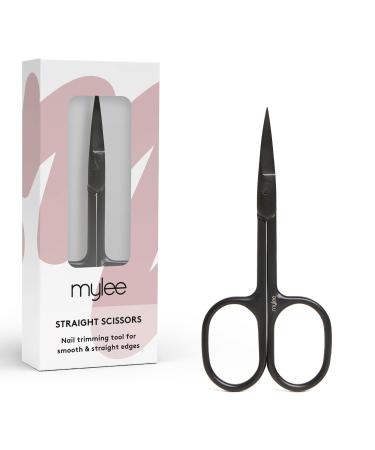 Mylee Straight Edge Nail Scissors Professional Sleek Matte Black Stainless Steel Salon-Quality Nail Scissors for Precision Trimming of Nail Edges and Creating Straighter Shapes