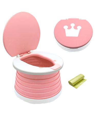Portable Potty for Toddler Travel,Foldable Potty Seat Training Toilet for Kids,Travel Potty Chair for Camping,Outdoor,Indoor,Pink