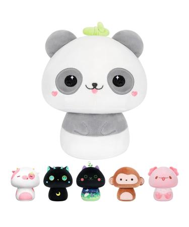 Mewaii 14'' Soft Gray Panda Mushroom Pillow Stuffed Animal Plush Plushie Squishy Toy - Cuddly Gray Panda Plush for Kids Gray and White Panda 14 Inch