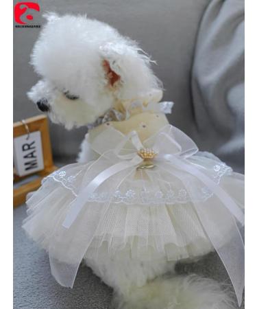 BT Bear Smally Dog & Cat Princess Tutu Dress - Lace Wedding Outfit for Small Pets - Size M Apricots - Buy Online on SooperMarket.com