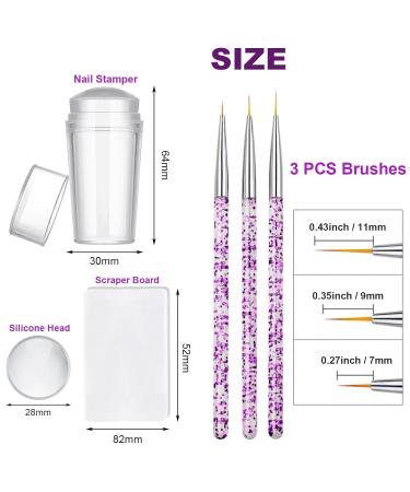 Famidiqgo Nail Stamper & Art Brushes Set - French Tip Clear Jelly Nail Art 3PCs Silicone Stamper Scraper & Pen for DIY Nail Design - Buy Online on SooperMarket.com