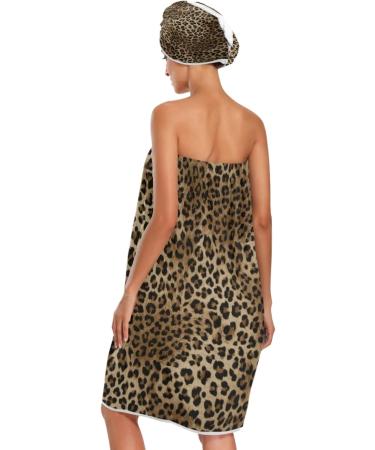 Blueangle Vintage Leopard Print Towel Wrap with Dry Hair Cap & Headband Adjustable Women s Shower & Bath Wrap for International Shipping - Buy Online on SooperMarket.com