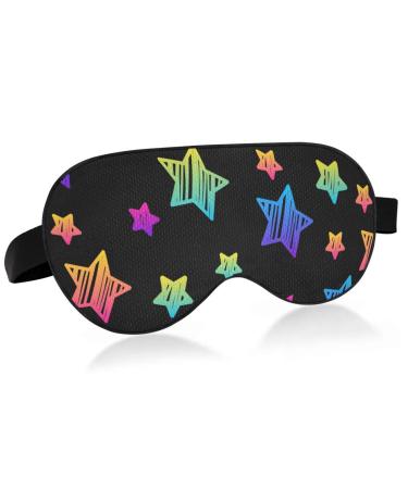 Haskirky Light Blocking Eye Mask Breathable and Adjustable Adult Men and Women Travel on Business Trips Yoga Meditation Light Smooth Comfortable Eye Mask Office Deep Sleep Goodies Rainbow Stars