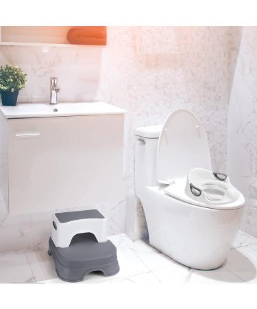 Potty Training Seat with Step Stool Ladder for Kids | Safe Toilet Seat for Boys & Girls | 2-in-1 Design with Splash Guard | Includes 2 Cushions, Cleaning Brush, and Hook | Gray - Buy Online on SooperMarket.com