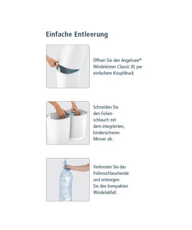 Angelcare Diaper Pail Classic XL - 69cm Height with 4 Refill Cassettes | International Shipping Available - Buy Online on SooperMarket.com