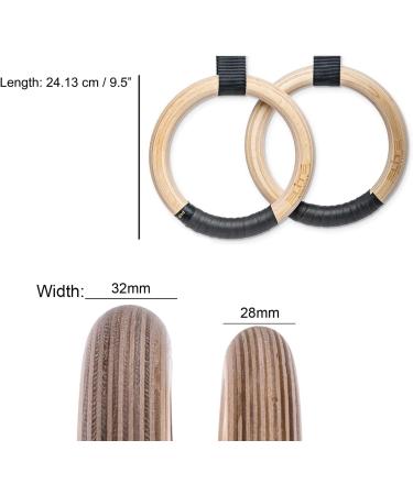Elite Athletics Wood Gymnastic Rings 32mm & 28mm Grip Set with Adjustable Straps, Grip Tape & Resistance Bands - Buy Online on SooperMarket.com