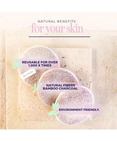 Bamboo Charcoal Makeup Removal Pads - Eco-Friendly Reusable Cleansing Pads - Soft Natural Fiber for All Skin Types - 3 Pack (Pink - Buy Online on SooperMarket.com