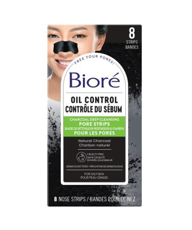 Bior Deep Cleansing Charcoal Pore Strips for Instant Pore Unclogging and Blackhead Removal (8 Count) Charcoal 8 count (Pack of 1)