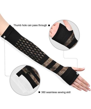 Dussdil American Flag Camou Gardening Arm Sleeves - Desert Camouflage UV Sun Protection Cooling Sleeves for Men and Women - Buy Online on SooperMarket.com