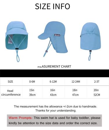 weVSwe Baby Toddler Sun Hat UPF 50+ Swim Cap with Flap Neck Protection - Blue 6-12 Months - Buy Online on SooperMarket.com