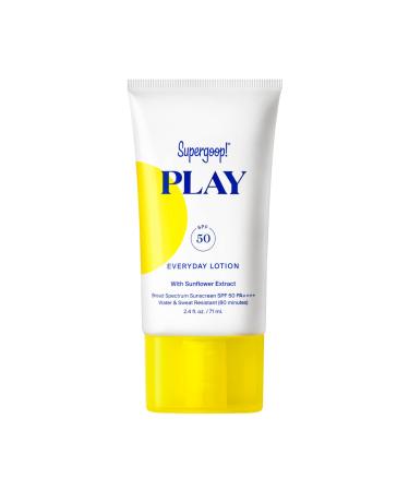 Supergoop! PLAY Everyday SPF 50 Lotion 2.4 oz - Reef-Safe Broad Spectrum Sunscreen for Sensitive Skin - Water & Sweat Resistant Body & Face Sunscreen - Clean ingredients - Great for Active Days
