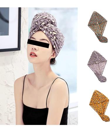Seloobant Leopard Print Microfiber Towel Set - Super Absorbent Quick Dry Hair Towels (3 Pack) for Ultimate Hair Care - Buy Online on SooperMarket.com