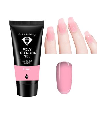 Nail Extension Strengthening Gel 15ml Poly Builder Nail Extension Gel UV/LED Nail Polish Gel for Nail Strengthener & Nail Hardener Hard Gel For Nails for Nail Salons & Nail Starter (Nude Pink)