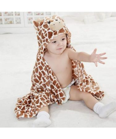 Gneliwm Baby Hooded Blanket Swaddle Wrap | Soft Plush Bath Towel for Newborns, Infants, and Toddlers - Brown - Buy Online on SooperMarket.com