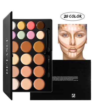 DE'LANCI True Complexion Contour Palette  La Catrina 20 Color Concealer Palette Professional  Natural Cream Contour Kit with Waterproof & Malleability Performance  Contouring Palette Cream for Christmas Makeup