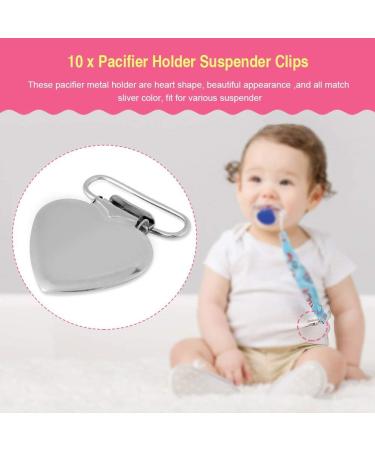 10Pcs Heart Shaped Pacifier Clips - Metal Suspender Clips for DIY Toy Holder & Pacifier Strap Holder - Buy Online on SooperMarket.com