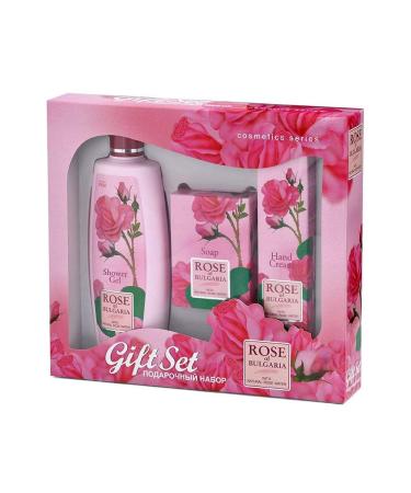 Biofresh Rose of Bulgaria Gift Set: Shower Gel Cosmetic Soap Hand Cream with Natural Rose Water