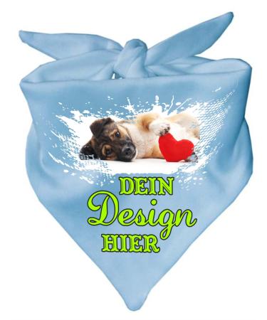 Little Fratz dog triangular scarf personalized with your desired motif (color: light blue) (size 1 (55 cm)) 55 x 18 light blue