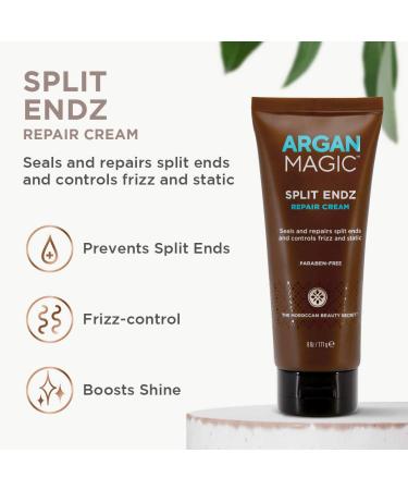 Argan Magic Split Endz Cream - Repair Frayed Ends, Prevent Breakage, Frizz Control - 6 oz, Made in USA, Paraben & Cruelty Free - Buy Online on SooperMarket.com