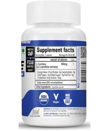 NutriJa L-Carnitine L-Tartrate 1000mg Supplement | Converts Fat into Energy Boosts Energy & Performance | Supports weight Loss | Fastest Muscle Recovery & Reduces Soreness (60 Capsules) 60 count (Pack of 1) - Buy Online on SooperMarket.com