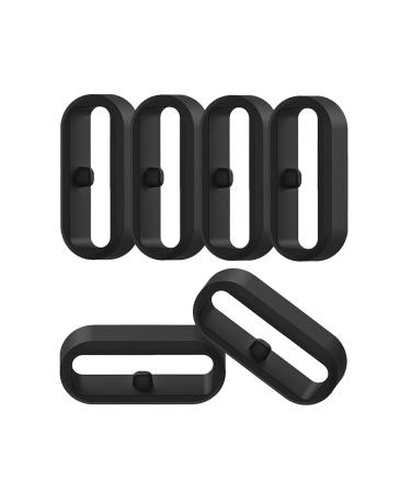 Replacement Fastener Ring Compatible with Garmin Vivoactive 3,Vivoactive 3 Music/Venu,Ven Sq/Vivomove,Vivomove 3/Fenix 6S,Fenix 5S Bands(6Pack) Silicone Connector Security Loop for Vivoactive 3 Smart Watch,Black