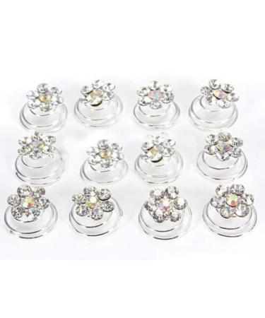U-K 12pcs Clear Crystal Swirl Hair Twists Coils Spirals Hair Pin Clip Accessories Fashion