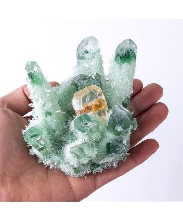 Natural Crystal Cluster Rock Quartz Minerals Rough Stone Stones Home Decoration 500-650g Suitable for Furniture Decoration Full of Texture (Color : Green)