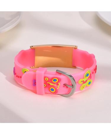 Customized Kids Safety ID Bracelet with Cute Butterfly Design | Personalized Anti-Lost Wristband for Boys and Girls | Pink Rose Gold Medical Alert Bracelet with Emergency Contact Info - Buy Online on SooperMarket.com