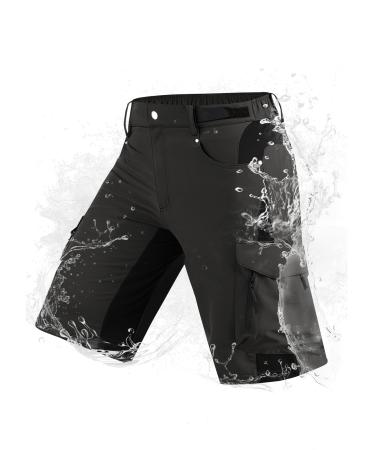 Cycorld short trousers men hiking pants men short stretch cargo shorts men Bermuda shorts men quick drying with 6 bags outdoor trekking bike pants short black l
