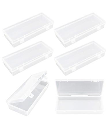 Thintinick 6 Pack Rectangular Clear Plastic Storage Containers Box with Hinged Lid for Beads and Other Small Craft Items (6.1 x 2.56 x 1.18 inch)