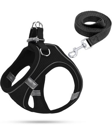 Dog harness Small dogs puppy tableware cat dishes dog dishes bright with leash curli dog dog harness dishes dog puppies (black m) m black black