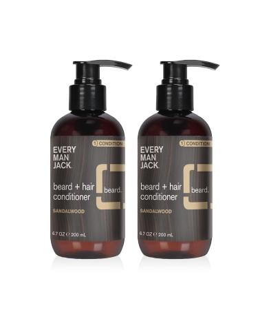 Every Man Jack Beard & Hair Conditioner - Sandalwood Fragrance - Shea Butter & Cocoa Butter - 6.7oz Twin Pack - Buy Online on SooperMarket.com