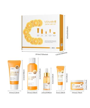 Skincare Gift Set for Teenage Girls - 5 Piece Vitamin C Travel Size Kit with Cleanser Toner Serum Eye Cream & Face Cream - Buy Online on SooperMarket.com
