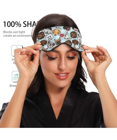 ALAZA Cute Doodle Dog Print Animal Sleep Mask - Blackout Cooling Eye Mask for Women Men - Buy Online on SooperMarket.com