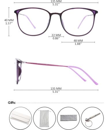 Koosufa Classic Retro Nerd Glasses Frames for Men & Women Ultra Light TR90 Thin Panto Design with Case - Violet - Buy Online on SooperMarket.com