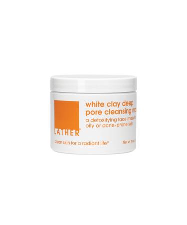 LATHER Clay Deep Pore Cleansing Face Mask - Detoxifying Clay Mask - Bentonite Clay Purifies Pores in Combination Oily & Acne-Prone Skin - 4 Oz