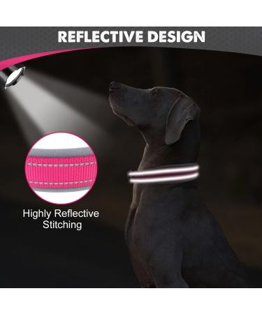 Joytale Reflective Neoprene Dog Collar for Large Dogs - Softly Padded Nylon Bright Pink (L) - 1 Pack - Buy Online on SooperMarket.com