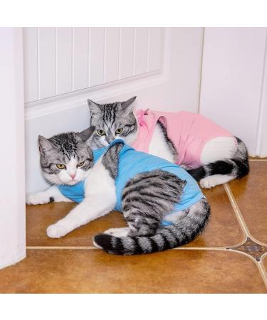 Easy Joy Recovery Suit for Cats | Postoperative Clothing for Belly Wounds | Soft Indoor Pet Apparel - Size L Blue - Buy Online on SooperMarket.com