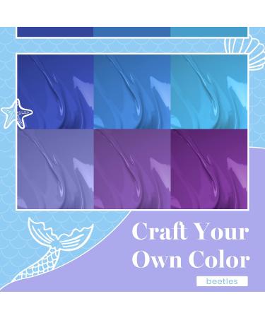 Beetles Blue Purple Gel Nail Polish Set - 6 Pcs Aquamarine Mermaid Gel Polish | Soak Off UV LED, Base & Top Coat | Salon Quality Starter Kit | Mother's Day Gifts - Buy Online on SooperMarket.com