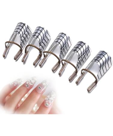 5PCS/SET Reusable Nail Art Extension Forms Guide Acrylic Nail Uv Gel Nail Extention Tips Nails Aluminum Form Guide(Silver) - Buy Online on SooperMarket.com