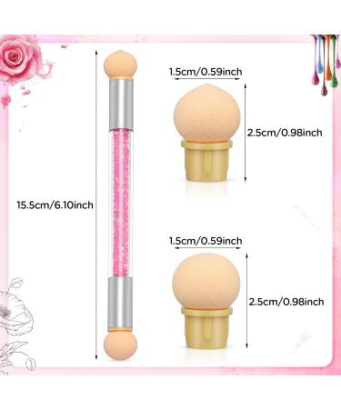 Greoer Nail Art Sponge Brush Applicator with Double Head - Pink | 4 Replacement Heads | Ombre Sponge Nail Design Tool for UV Gel and False Nails - Buy Online on SooperMarket.com
