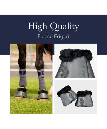 LeMieux Black Fleece Rubber Bell Overreach Horse Boots - Protective Gear and Training Equipment - Equine Boots Wraps & Accessories Medium Black Fleece Rubber Bell - Buy Online on SooperMarket.com