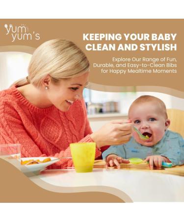 Yum Yum's Silicone Baby Bibs - Waterproof Long Sleeve Feeding Bib with Safari Friends Design | Ideal for Baby Weaning 6-12 Months - Buy Online on SooperMarket.com