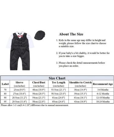 AmzBarley Baby Boys Tuxedo Romper Suit | Gentleman Outfit for Kids | Birthday Party Dress Shirt Pants Vest Bowtie | Black 18-24 Months - Buy Online on SooperMarket.com