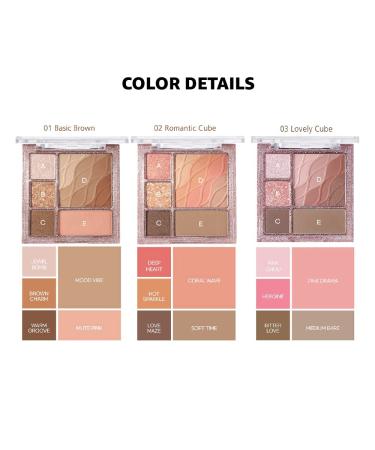 COLORGRAM Multi Cube Palette 5 Colors - 01 Basic Cube | Daily Makeup Eyeshadow Palette - Matte, Glitter, Shimmer Shades - 0.3 fl.oz - Buy Online on SooperMarket.com