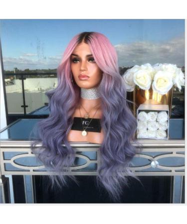 BGHJUE AFRICAN WIG Gradient Purple Long Curly Hair Lace Front Human Hair Wigs for Black Women Pre Plucked Hairline Lace Front Wig Brazilian Remy Hair