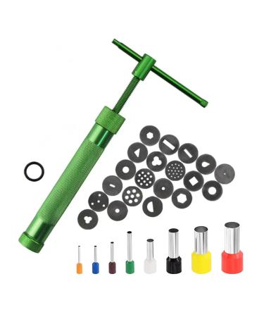 Antianxia Stainless Steel Clay Extruder Rotary Clay Extruder Sugar Paste Extruder Cake Fondant Decorating Tool Set(30 Pcs)