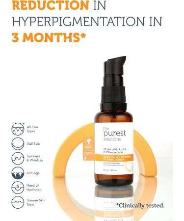 The Purest Solutions Brightening & Lightening Vitamin C Serum (10% Ascorbic Acid & 0.5% Ferulic Acid) - Revitalize & Renew Dull Skin - Anti-Aging Care & Anti-Stress Care - Vegan | Cruelty Free (30 ml) - Buy Online on SooperMarket.com