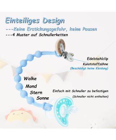 Silicone Pacifier Chain - 2-Pack Clip for Boys & Girls | Durable Flexible & Keeps Pacifiers Clean - Soft Blue Design - Buy Online on SooperMarket.com