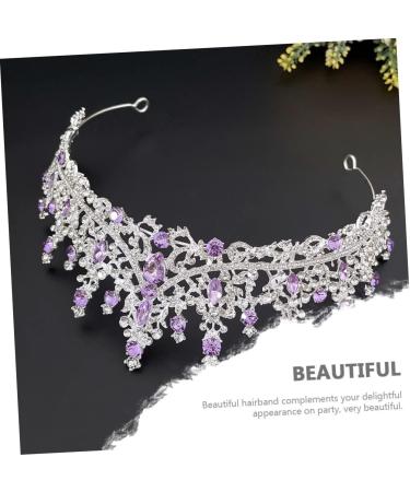 Purple Crystal Crown Tiara for Bridal Women Tiara Bridal Headpieces for Party Wedding Bridal Headband Bride Headdress Bridal Tiara Shiny Headband Wedding Bridal Hair Decor Tiaras 18X18CM Silver - Buy Online on SooperMarket.com